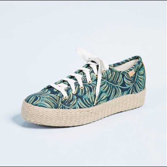 Keds Shoes Sneakers Triple Kick Platform Rifle Paper Co Palms Leaves Espadrilles - Picture 8 of 8